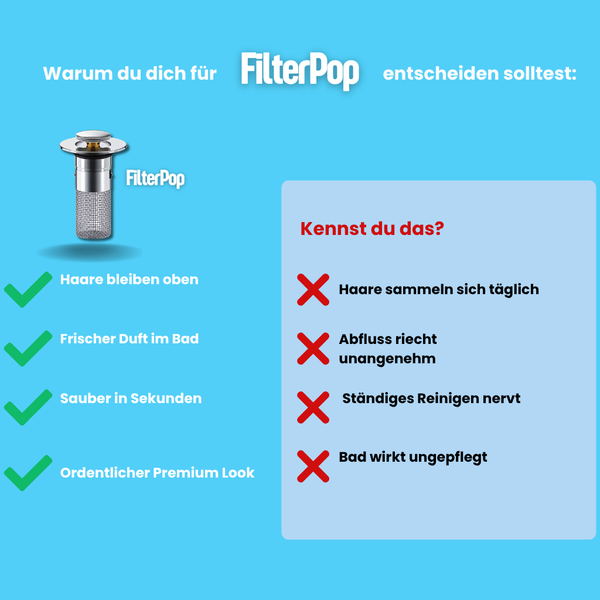 FilterPop - Nie wieder Haare im Abfluss